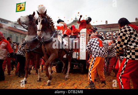 Ivrea Karneval, Italien. Stockfoto