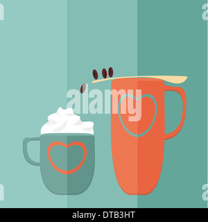 Kaffee-Spiel. Flache Vektor Stockfoto