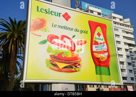 Straße Werbung Horten am Boulevard Mohammed V, Casa-Anfa Bezirk, Casablanca, Großregion Casablanca, Königreich Marokko Stockfoto