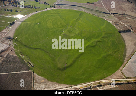 Riesige Rotary Bewässerung Schema, Bendigo, Central Otago, Südinsel, Neuseeland - Antenne Stockfoto