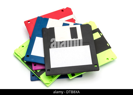 Computer-Diskette-Closeup auf weiß Stockfoto