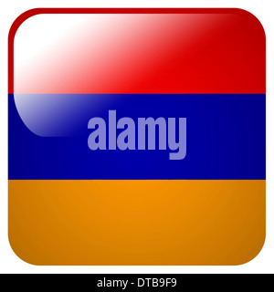 Glossy Icon mit Flagge Armeniens Stockfoto