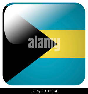 Glossy Icon mit Flagge der Bahamas Stockfoto