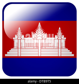 Glossy Icon mit Flagge von Kambodscha Stockfoto