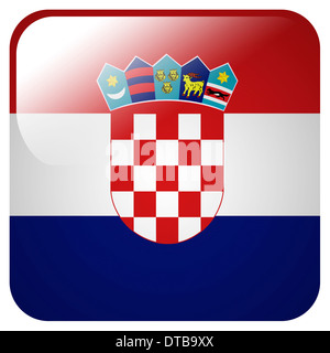 Glossy Icon mit Flagge Kroatiens Stockfoto