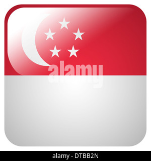 Glossy Icon mit Flagge von Singapur Stockfoto