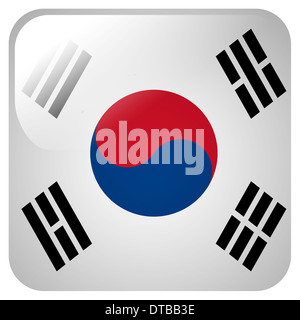 Glossy Icon mit Flagge von Südkorea Stockfoto