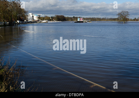 Worcester Rennbahn unter tiefen Wasser bei den Fluss Severn überflutet Stockfoto