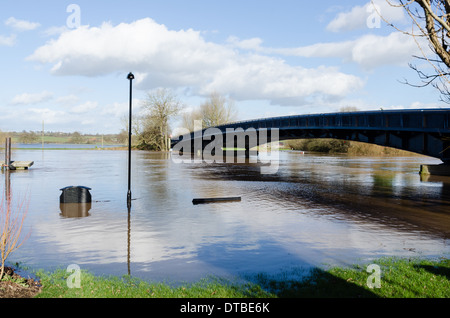 Überfluteten Fluss Severn bei Upton auf Severn in Worcestershire Stockfoto