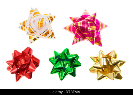 verschiedene Bögen ist Dekoration für Geschenke - isoliert auf weiss Stockfoto