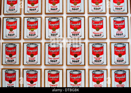 Campbell's Soup Cans von Andy Warhol im Museum für Moderne Kunst, New York City, USA Stockfoto