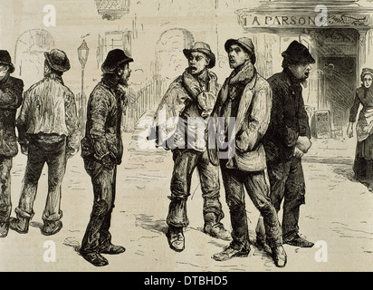 Great Britain. London. Arbeitslose, die in der Sitzung des 8. Februar 1886 teilgenommen und überfielen speichert Picadilly. Stockfoto