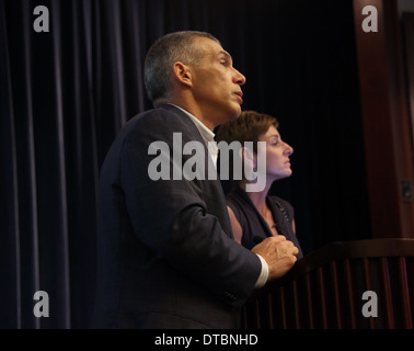 New York Yankees-Manager Joe Girardi und seine Frau Kim Girardi anlässlich einer Veranstaltung in New York City, 4. Februar 2014 Stockfoto
