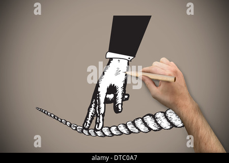 Zusammengesetztes Bild von Hand mit einem Bleistift Stockfoto