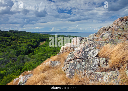 Blick über die Küste und Strand am Stenshuvud Nationalpark in der Nähe von Kivik, Skåne / Scania, Schweden, Scandinavia Stockfoto