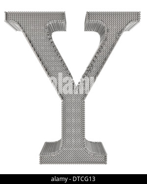 Grafischen Kette Mesh Metall Schriftzug isoliert auf weißem Hintergrund. Stockfoto