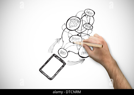 Zusammengesetztes Bild von Hand mit einem Bleistift Stockfoto