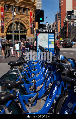 Fahrradverleih in Melbourne, Victoria, Australia Stockfoto