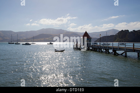 Dalys Jetty, Akaroa, Canterbury, Südinsel, Neuseeland Stockfoto