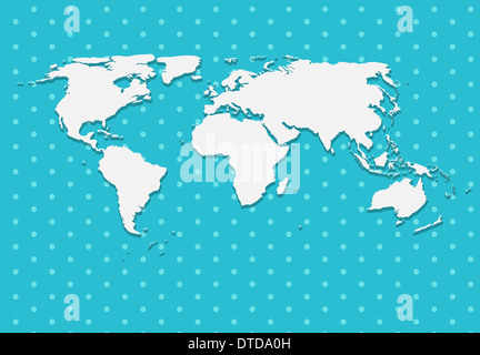 Papier-Weltkarte auf blauem Hintergrund-Vektor-Illustration Stockfoto