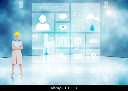 Zusammengesetztes Bild des schweren hübsche Architekten posiert Stockfoto