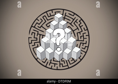 Zusammengesetztes Bild Fragezeichen über Puzzle doodle Stockfoto