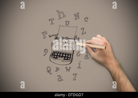 Zusammengesetztes Bild von Hand mit einem Bleistift Stockfoto