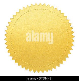 Goldpapier Siegel oder Medaille mit Beschneidungspfad enthalten Stockfoto