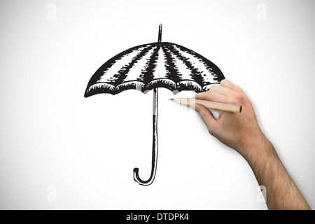 Zusammengesetztes Bild von Hand mit einem Bleistift Stockfoto