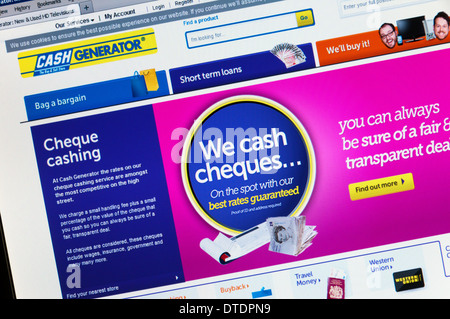 Die Homepage von Cash Generator UK Bauer Makler. Stockfoto