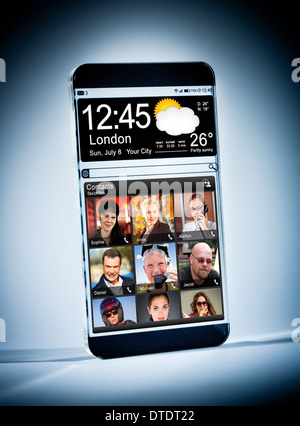 Smartphone mit einem transparenten Display. Stockfoto