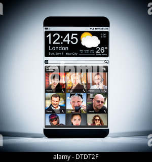 Smartphone mit einem transparenten Display. Stockfoto