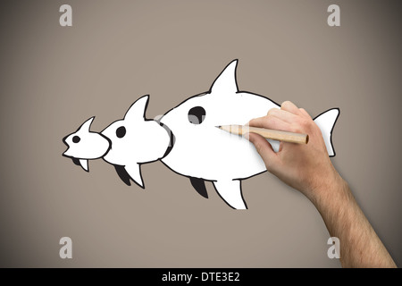 Zusammengesetztes Bild von Hand mit einem Bleistift Stockfoto