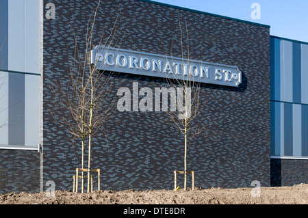 Detail aus dem neuen ITV-Studio für die Coronation Street Set, Salford Quays, Manchester, UK. Stockfoto