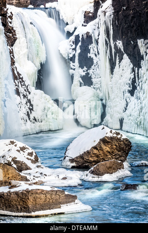 Gefrorene Great Falls in Paterson, New Jersey Stockfoto