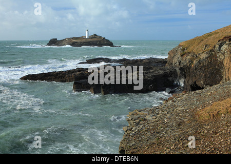 Winter-Blick von Godrevy Leuchtturm North Cornwall, England, UK Stockfoto