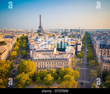 Blick auf Paris bei Sonnenuntergang Stockfoto