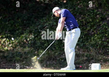 Los Angeles, Kalifornien, USA. 14. Februar 2014. 14.02.14 Pacific Palisades, CA: Justin Rose in der zweiten Runde der Northern Trust Open statt im Riviera Country Club. © Michael Zito/Eclipse/ZUMAPRESS.com/Alamy Live-Nachrichten Stockfoto