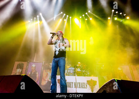 Detroit, Michigan, USA. 16. Februar 2014. US-amerikanischer Singer-Songwriter BRET MICHAELS von The Bret Michaels Band auf seiner "Rock For Jobs'' Konzert im The Motor City Casino Resonanzboden in Detroit MI am 16. Februar 2014 Credit: Marc Nader/ZUMA Wire/ZUMAPRESS.com/Alamy Live News Stockfoto