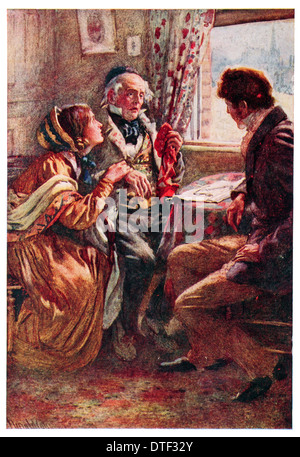 Authur Clennam erzählt die Frohbotschaft Illustration aus dem Roman Little Dorrit.  von Charles John Huffam Dickens Stockfoto