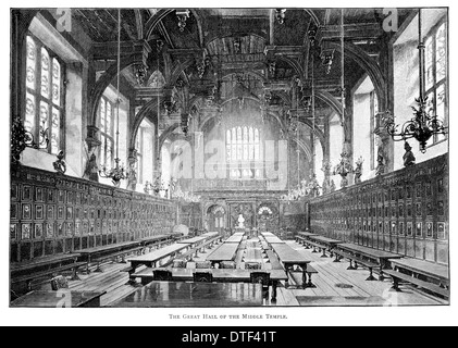 Die große Halle des Middle Temple One von vier Inns Of Court Circa 1890 Stockfoto