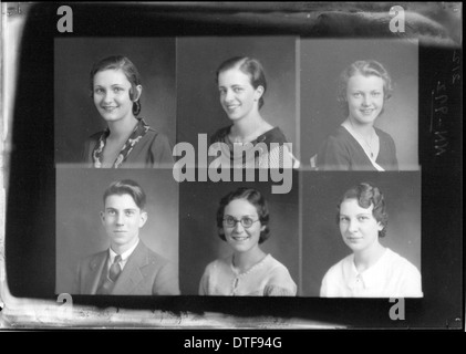 Porträtfotos aus dem Jahrbuch der McGuffey High School, in denen die Porträts der Schüler gezeigt werden und ein historischer Moment in der Geschichte der Schule in Oxford, Ohio, festgehalten wird. Stockfoto