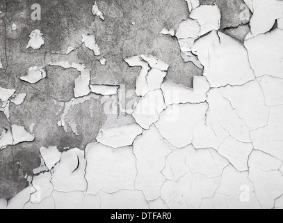 Textur des alten gebrochenen Weißlack auf Betonwand Stockfoto