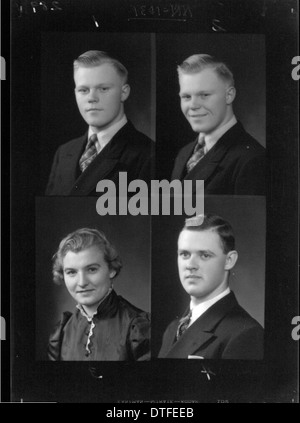 Diese Sammlung von Porträts aus dem Jahrbuch der McGuffey High School 1937 bietet einen historischen Schnappschuss von Schülern dieser Zeit. Die Porträts spiegeln die Mode, den Stil und das akademische Umfeld der Zeit wider. Stockfoto