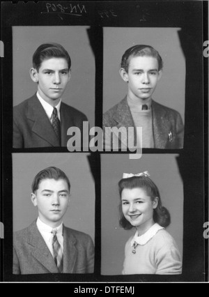 Porträtfotos aus dem Jahrbuch 1941 der McGuffey High School geben einen Einblick in das damalige Studentenleben. Diese Jahrbuchporträts spiegeln die Geschichte der Schule und der Gemeinde Oxford, Ohio, wider, aufgenommen in Vintage-Schwarz-weiß-Bildern. Stockfoto