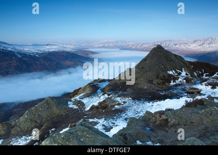 Eine Wolke Inversion über Loch Katrine vom Gipfel des Ben A'an, Stirlingshire Stockfoto