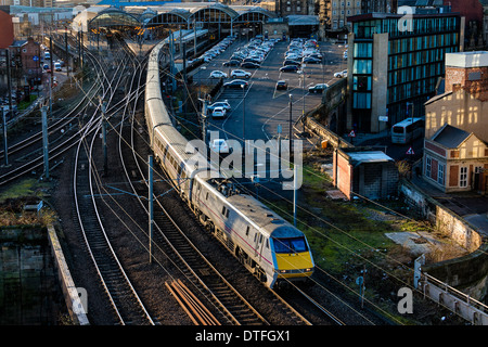 Inter City Bahnhof Newcastle Central Stockfoto