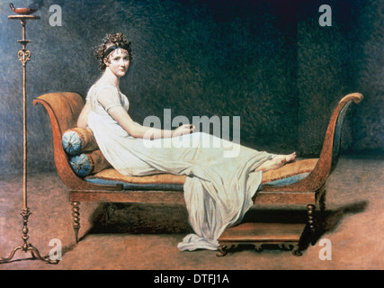 Jacques-Louis David (1748-1825). Französischer Maler im neoklassizistischen Stil. Madame Recamier (1800). Louvre-Museum. Paris, Frankreich. Stockfoto