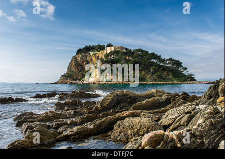 Europa, Frankreich, Var (83), Corniche des Maures, Fort Brégançon offizielle Residenz des Präsidenten der französischen Republik. Stockfoto