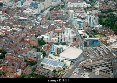 Luftaufnahme des National Ice Arena und Stadt Nottingham, Nottinghamshire UK Stockfoto